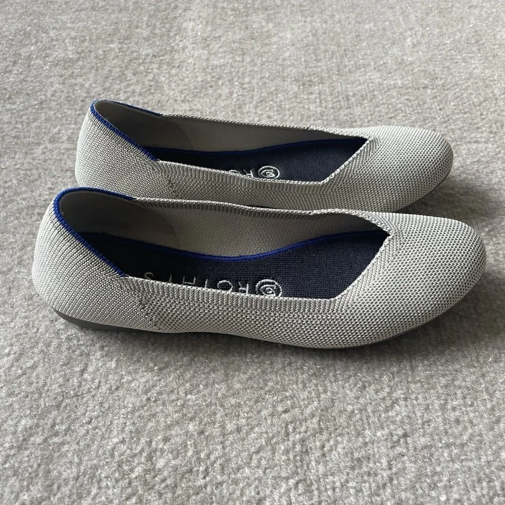 Rothy’s Shoes Womens Size 7.5 Taupe Gray/Beige The Flat Casual Knit Ballet Flats